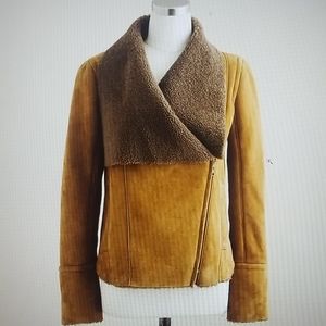 J.Crew Collection Shearling Suede Brown Motorcycle
